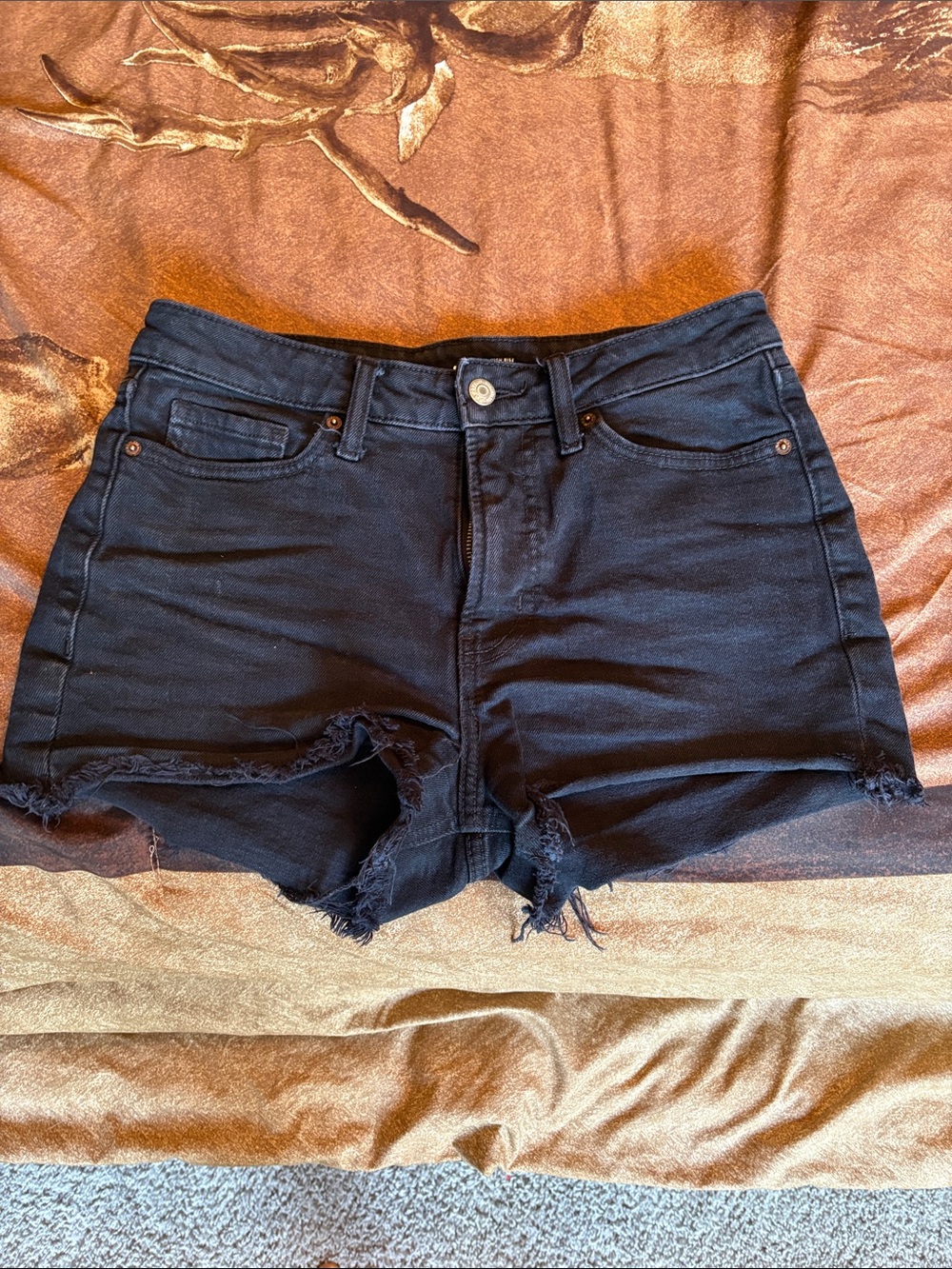 Old Navy Black Distressed Denim Cutoff Shorts